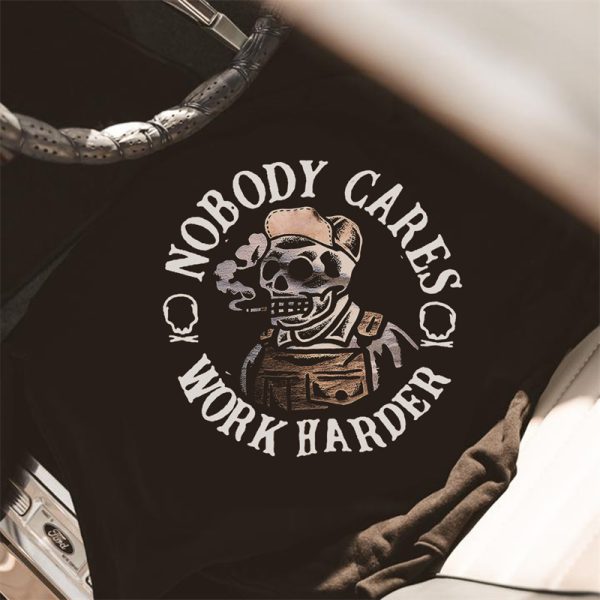 Nobody Cares Work Harder Skull Printed Casual Men's Hoodie